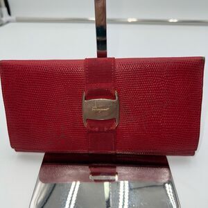 Salvatore Ferragamo Long wallet Vala embossed leather Authentic USED SEE PHOTOS